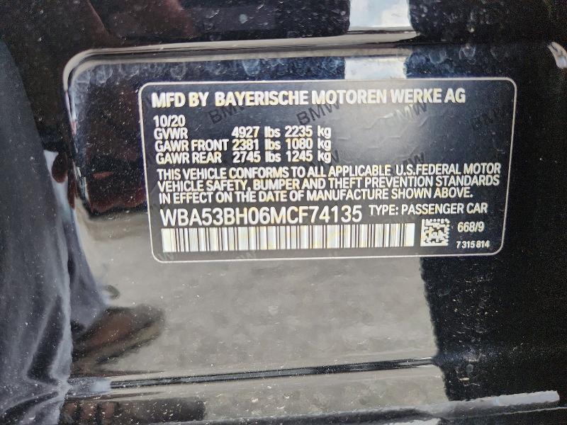 Aukcja sprzedaży 2021 Bmw 530, vin: WBA53BH06MCF74135, numer aukcji: 58770186