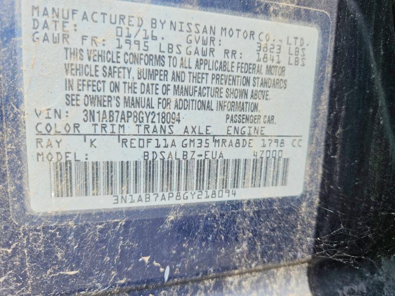 Aukcja sprzedaży 2016 Nissan Sentra, vin: 3N1AB7AP8GY218094, numer aukcji: 58558396