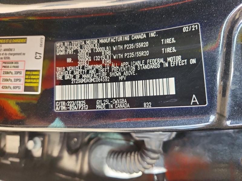 59121926 :رقم المزاد ، 2T2SGMDA9MC064592 vin ، 2021 Lexus Rx مزاد بيع