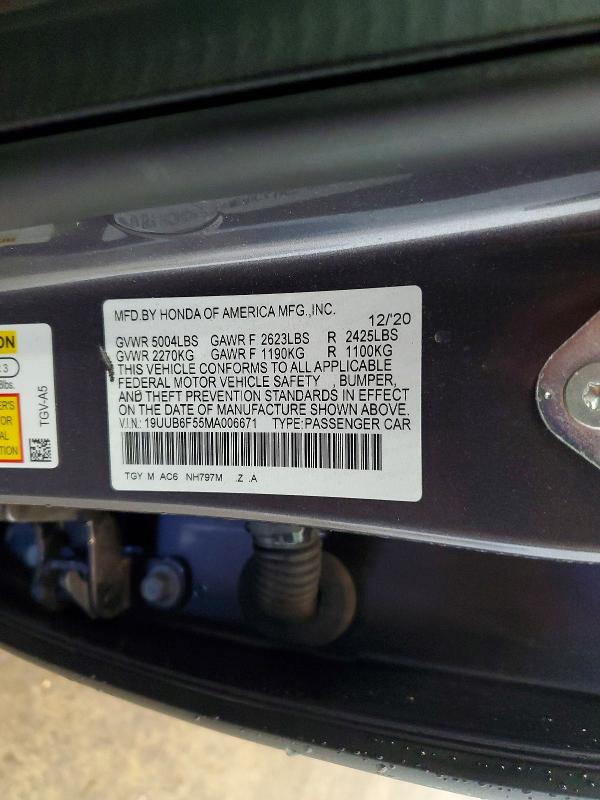 Продажа на аукционе авто 2021 Acura Tlx, vin: 19UUB6F55MA006671, номер лота: 55960726