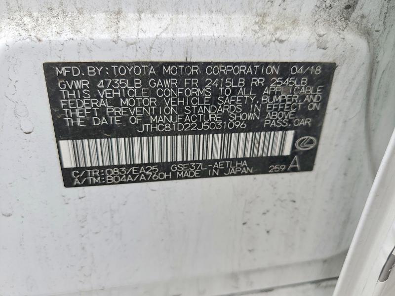 Продажа на аукционе авто 2018 Lexus Is, vin: JTHC81D22J5031096, номер лота: 56436616