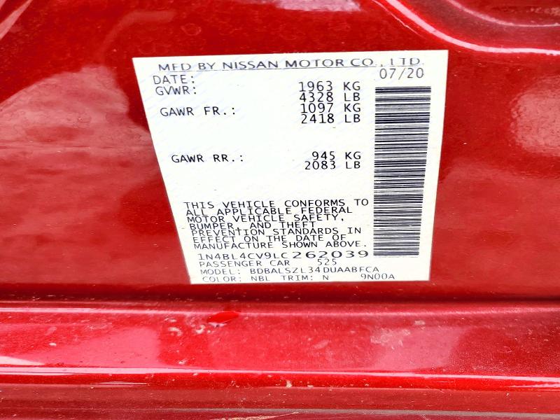 Продаж на аукціоні авто 2020 Nissan Altima, vin: 1N4BL4CV9LC262039, номер лоту: 57621076