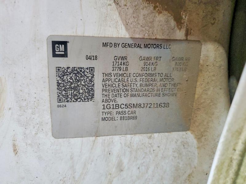 56719046 :رقم المزاد ، 1G1BC5SM8J7211638 vin ، 2018 Chevrolet Cruze مزاد بيع