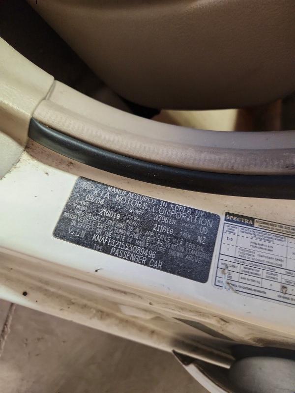 56804366 :رقم المزاد ، KNAFE121555089496 vin ، 2005 Kia Spectra مزاد بيع