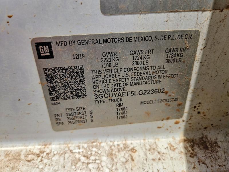 58513476 :رقم المزاد ، 3GCUYAEF5LG223602 vin ، 2020 Chevrolet Silverado مزاد بيع