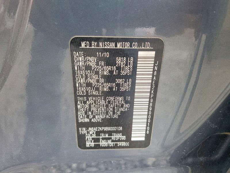 55528416 :رقم المزاد ، JN8AE2KP9B9000108 vin ، 2011 Nissan Quest مزاد بيع