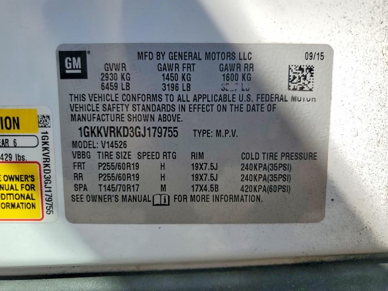Продажа на аукционе авто 2016 Gmc Acadia, vin: 1GKKVRKD3GJ179755, номер лота: 55869366