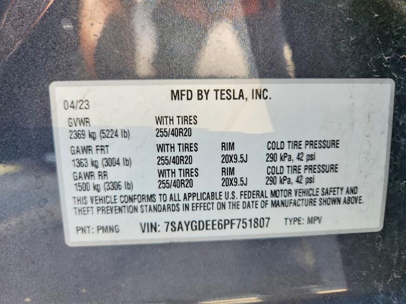 Продажа на аукционе авто 2023 Tesla Model Y, vin: 7SAYGDEE6PF751807, номер лота: 54402316