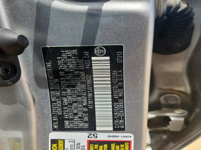 Продажа на аукционе авто 2018 Toyota Camry, vin: 4T1B11HK1JU118632, номер лота: 57890906