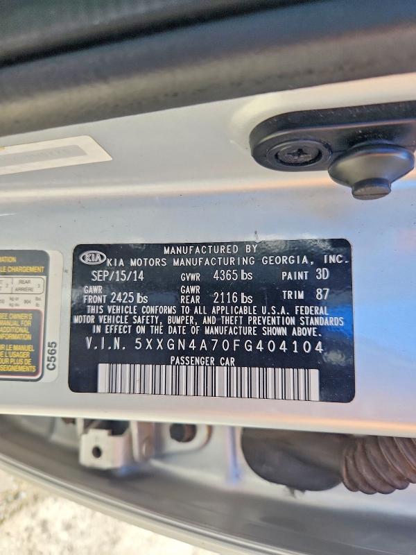 Aukcja sprzedaży 2015 Kia Optima, vin: 5XXGN4A70FG404104, numer aukcji: 57416606