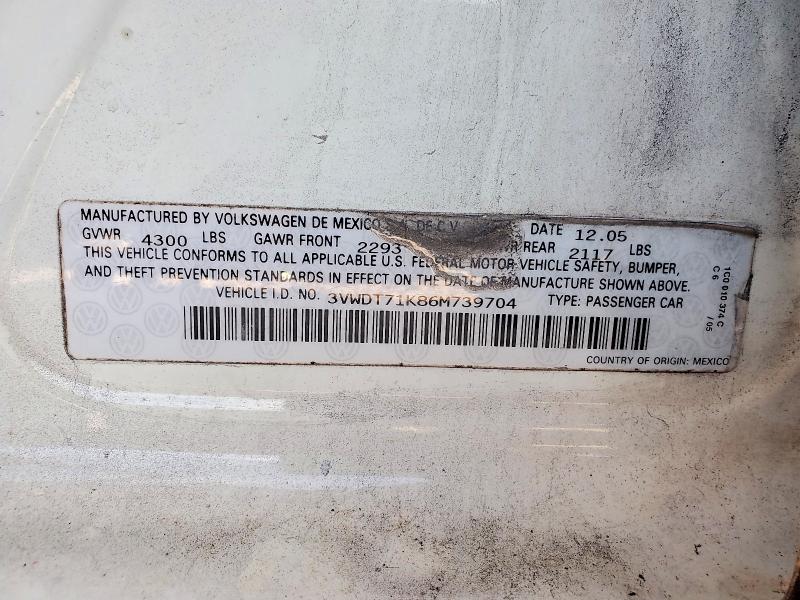 56027326 :رقم المزاد ، 3VWDT71K86M739704 vin ، 2006 Volkswagen Jetta مزاد بيع