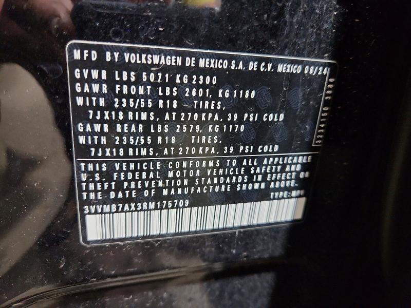 Aukcja sprzedaży 2024 Volkswagen Tiguan, vin: 3VVMB7AX3RM175709, numer aukcji: 56077676