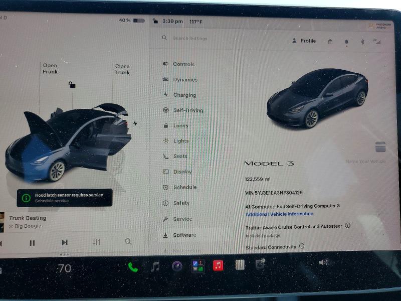 2022 Tesla Model 3 მანქანა იყიდება აუქციონზე, vin: 5YJ3E1EA3NF304129, აუქციონის ნომერი: 59125236