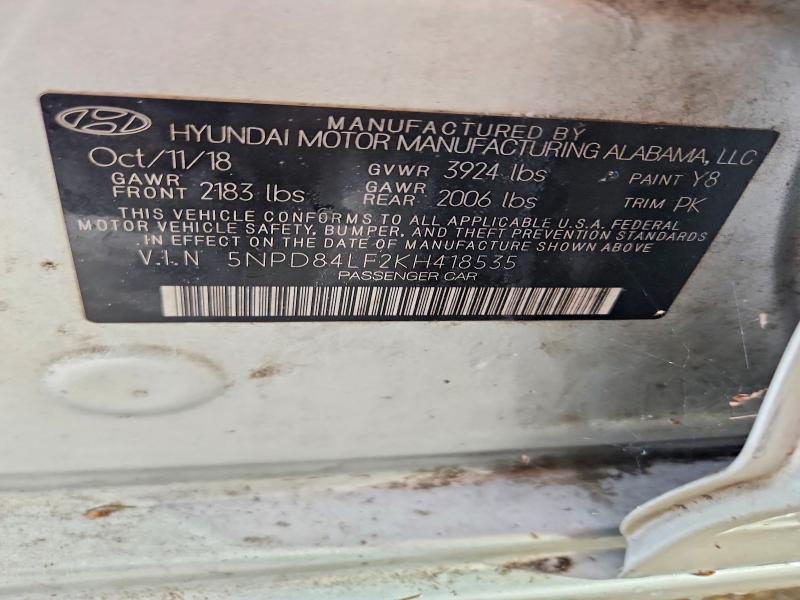 Продажа на аукционе авто 2019 Hyundai Elantra, vin: 5NPD84LF2KH418535, номер лота: 57410856