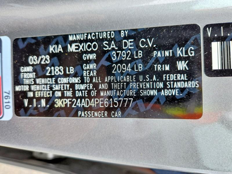 56723126 :رقم المزاد ، 3KPF24AD4PE615777 vin ، 2023 Kia Forte مزاد بيع