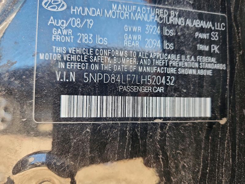 2020 Hyundai Elantra მანქანა იყიდება აუქციონზე, vin: 5NPD84LF7LH520432, აუქციონის ნომერი: 57129586