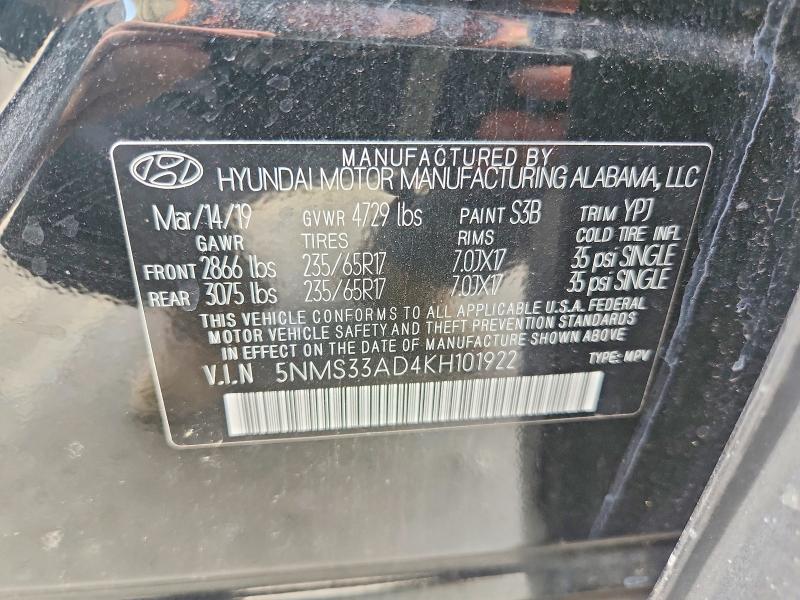 Продажа на аукционе авто 2019 Hyundai Santa Fe, vin: 5NMS33AD4KH101922, номер лота: 57700296
