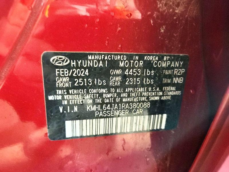 2024 Hyundai Sonata მანქანა იყიდება აუქციონზე, vin: KMHL64JA1RA380088, აუქციონის ნომერი: 57057716