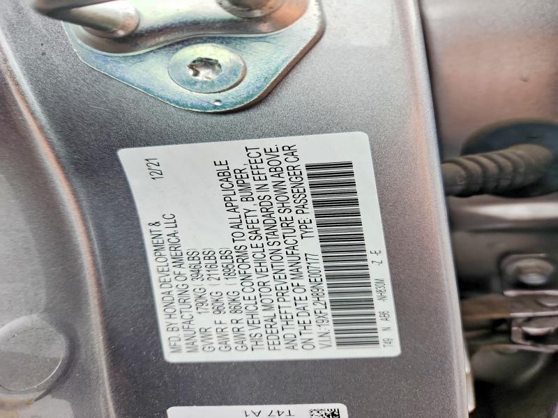 Продажа на аукционе авто 2022 Honda Civic, vin: 19XFL2H89NE007177, номер лота: 58328236