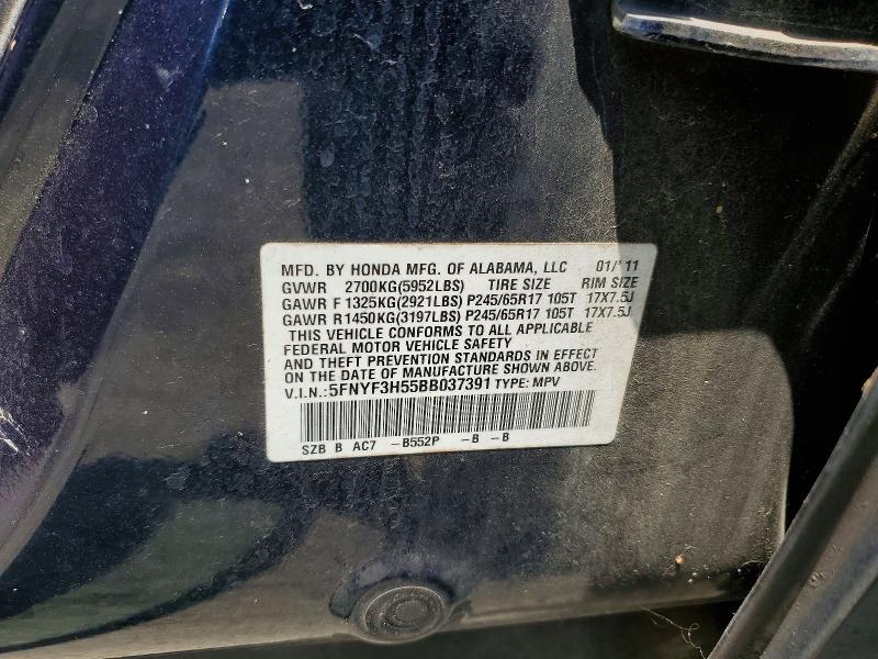 Aukcja sprzedaży 2011 Honda Pilot, vin: 5FNYF3H55BB037391, numer aukcji: 55523626