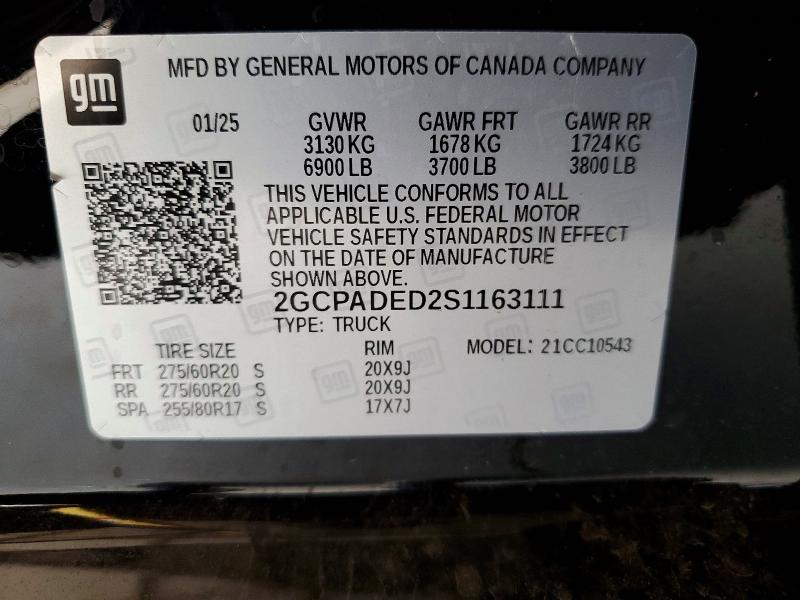 Продажа на аукционе авто 2025 Chevrolet Silverado, vin: 2GCPADED2S1163111, номер лота: 58331896