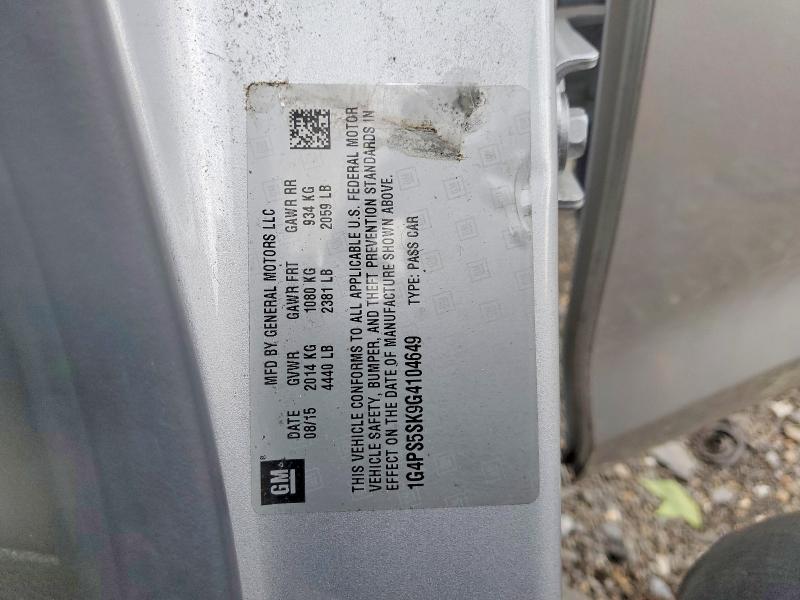 2016 Buick Verano მანქანა იყიდება აუქციონზე, vin: 1G4PS5SK9G4104649, აუქციონის ნომერი: 57394846