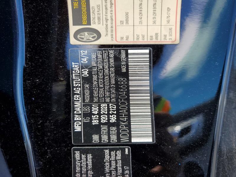Aukcja sprzedaży 2012 Mercedes-benz Slk, vin: WDDPK4HA0CF046688, numer aukcji: 59144506