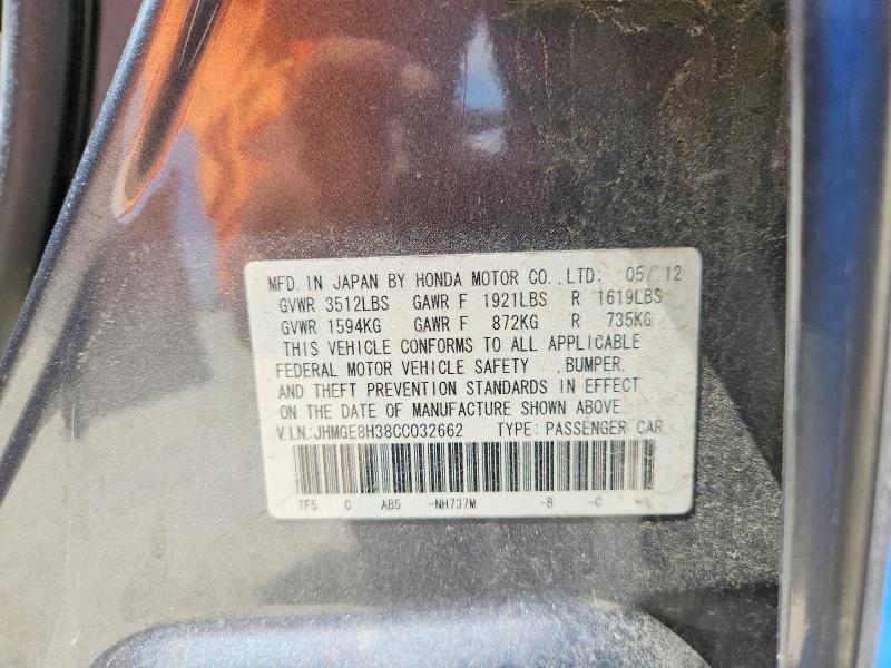 Aukcja sprzedaży 2012 Honda Fit, vin: JHMGE8H38CC032662, numer aukcji: 56416026