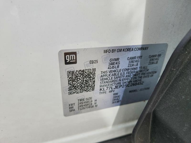 Auction sale of the 2025 Chevrolet Trax, vin: KL77LJEP2SC268452, lot number: 57385326