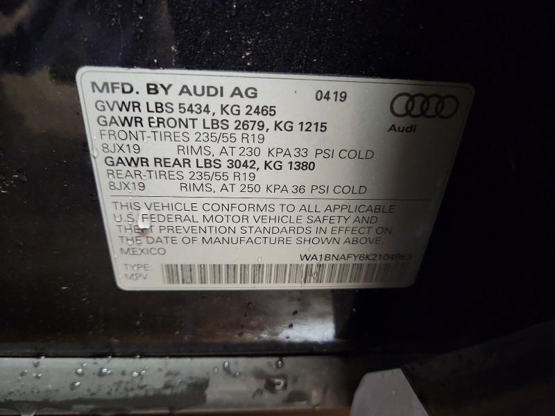 Aukcja sprzedaży 2019 Audi Q5, vin: WA1BNAFY6K2104863, numer aukcji: 56101626