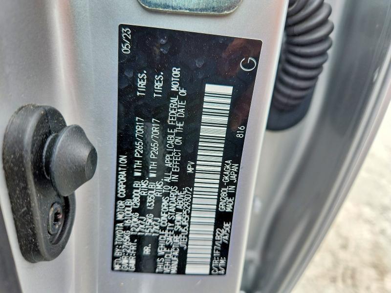 2023 Toyota 4runner მანქანა იყიდება აუქციონზე, vin: JTEFU5JR5P5293072, აუქციონის ნომერი: 58749596