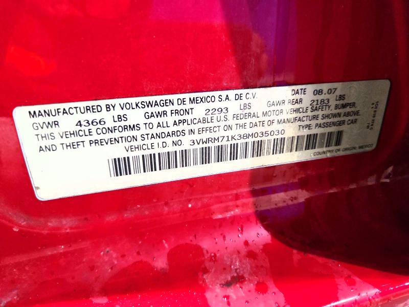 57871356 :رقم المزاد ، 3VWRM71K38M035030 vin ، 2008 Volkswagen Jetta مزاد بيع
