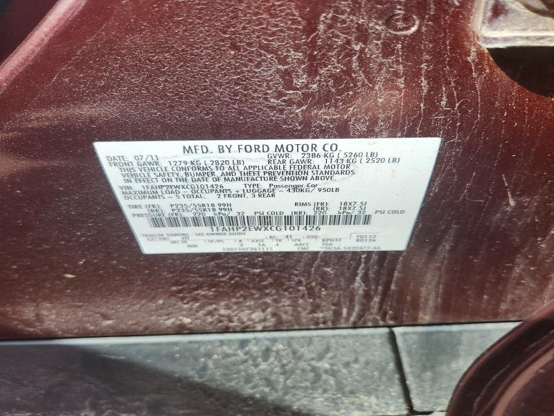 Продаж на аукціоні авто 2012 Ford Taurus, vin: 1FAHP2EWXCG101426, номер лоту: 56984236