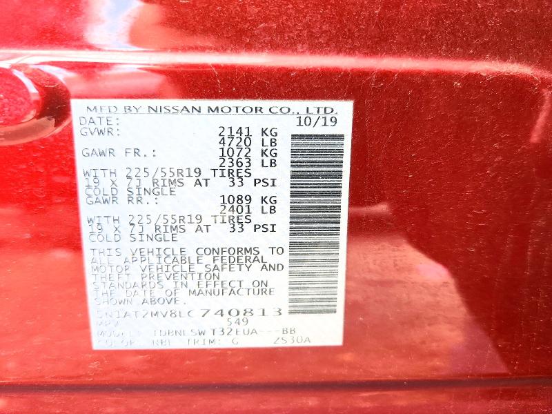 2020 Nissan Rogue მანქანა იყიდება აუქციონზე, vin: 5N1AT2MV8LC740813, აუქციონის ნომერი: 57192516