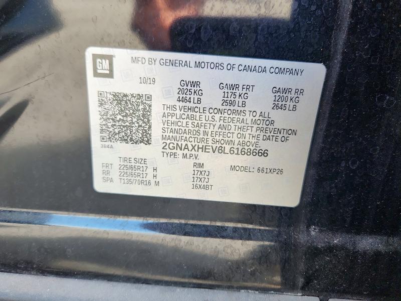 Продажа на аукционе авто 2020 Chevrolet Equinox, vin: 2GNAXHEV6L6168666, номер лота: 56186826