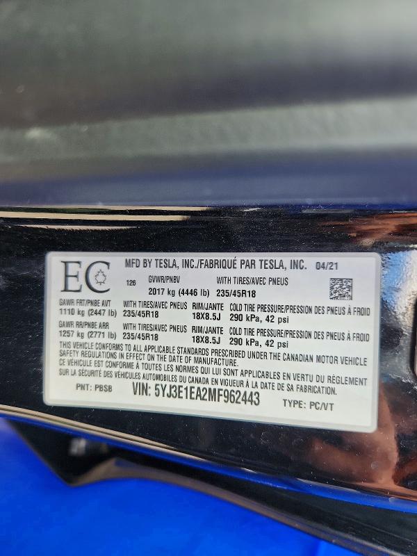 Aukcja sprzedaży 2021 Tesla Model 3, vin: 5YJ3E1EA2MF962443, numer aukcji: 57507456