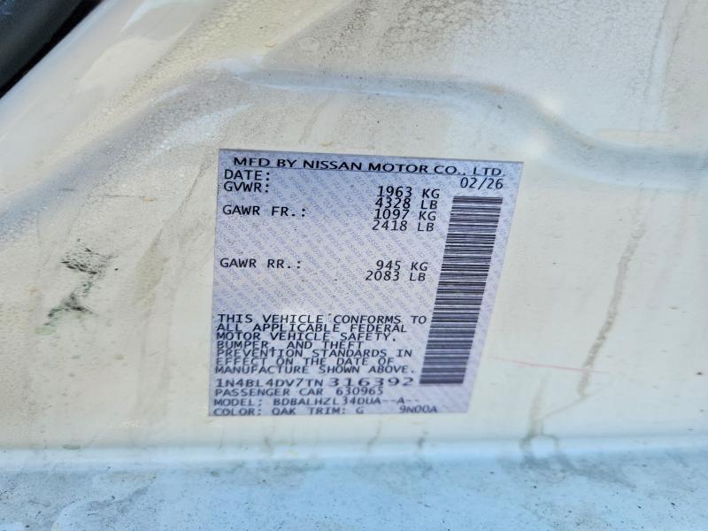 Aukcja sprzedaży 2026 Nissan Altima, vin: 1N4BL4DV7TN316392, numer aukcji: 56471096