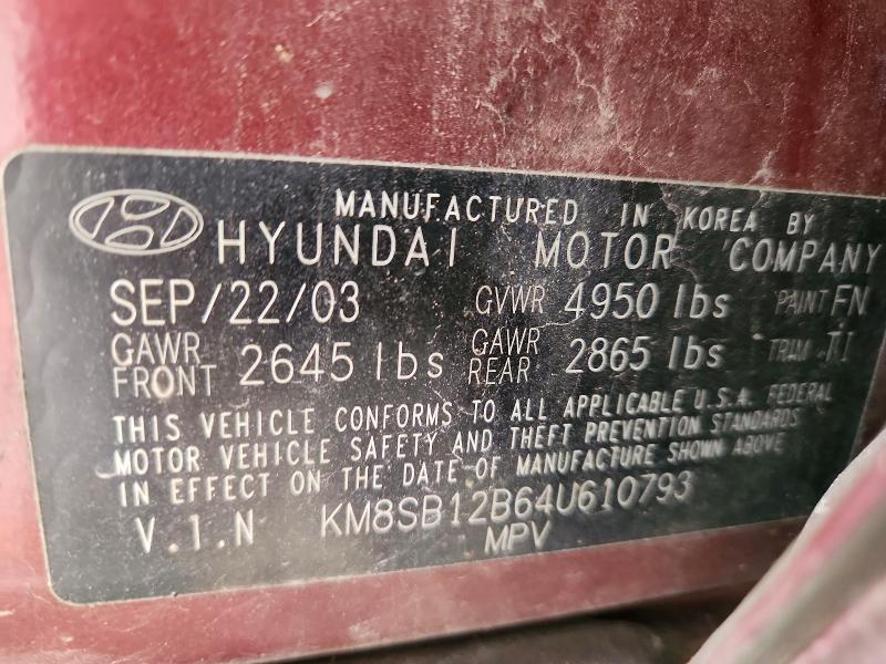 Продажа на аукционе авто 2004 Hyundai Santa Fe, vin: KM8SB12B64U610793, номер лота: 56970336