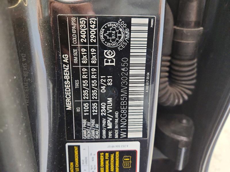 Продаж на аукціоні авто 2021 Mercedes-benz Glc, vin: W1N0G8EB5MV302650, номер лоту: 56649956