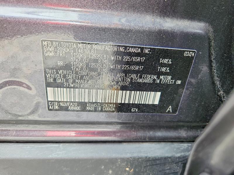 Продажа на аукционе авто 2024 Toyota Rav4, vin: 2T3W1RFV5RC274495, номер лота: 58738546