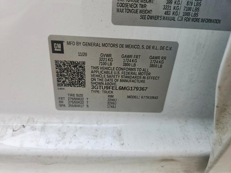 Продажа на аукционе авто 2021 Gmc Sierra, vin: 3GTU9FEL6MG179367, номер лота: 57567856
