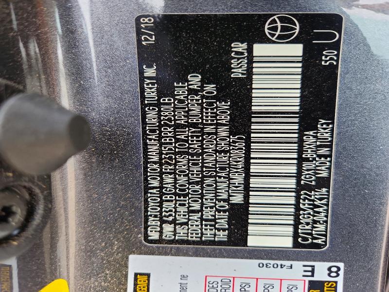 Aukcja sprzedaży 2019 Toyota C-hr, vin: NMTKHMBX4KR083675, numer aukcji: 56882566