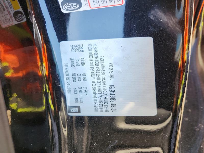 2016 Chevrolet Camaro მანქანა იყიდება აუქციონზე, vin: 1G1FB1RS0G0146769, აუქციონის ნომერი: 58808046