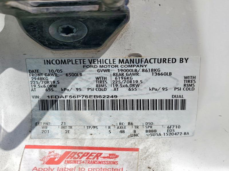 56196876 :رقم المزاد ، 1FDAF56P76EB62249 vin ، 2006 Ford F550 مزاد بيع