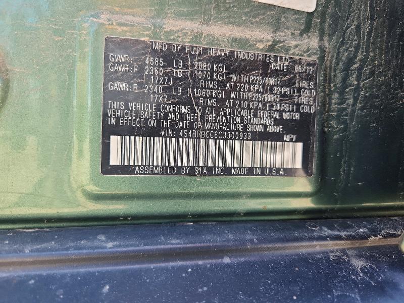 Aukcja sprzedaży 2012 Subaru Outback, vin: 4S4BRBCC6C3300933, numer aukcji: 56609326