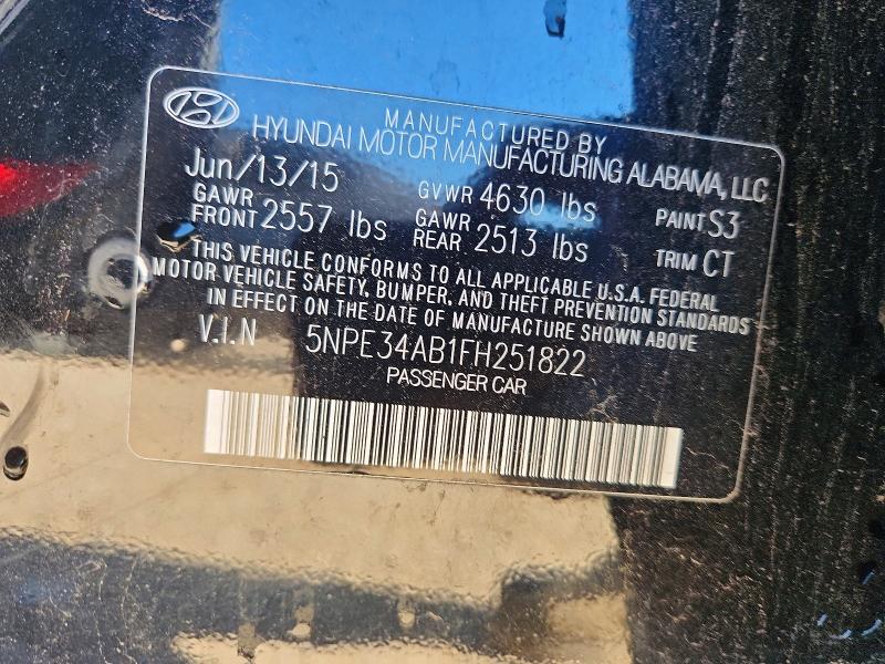 2015 Hyundai Sonata მანქანა იყიდება აუქციონზე, vin: 5NPE34AB1FH251822, აუქციონის ნომერი: 57831796