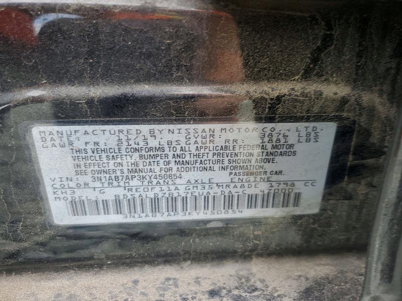 Aukcja sprzedaży 2019 Nissan Sentra, vin: 3N1AB7AP3KY450854, numer aukcji: 58769596