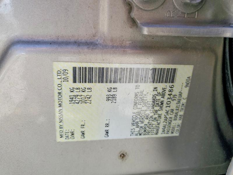2010 Nissan Altima მანქანა იყიდება აუქციონზე, vin: 1N4AL2AP5AC103486, აუქციონის ნომერი: 56086446
