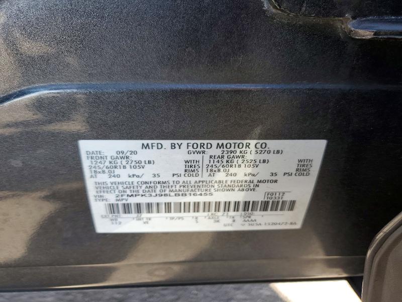 2020 Ford Edge მანქანა იყიდება აუქციონზე, vin: 2FMPK3J98LBB16455, აუქციონის ნომერი: 85618895