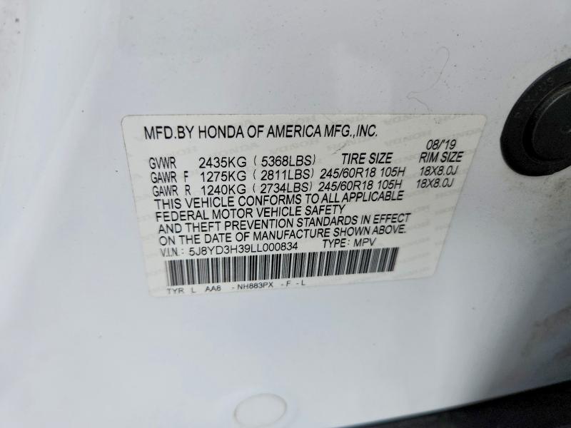 Aukcja sprzedaży 2020 Acura Mdx, vin: 5J8YD3H39LL000834, numer aukcji: 56589756